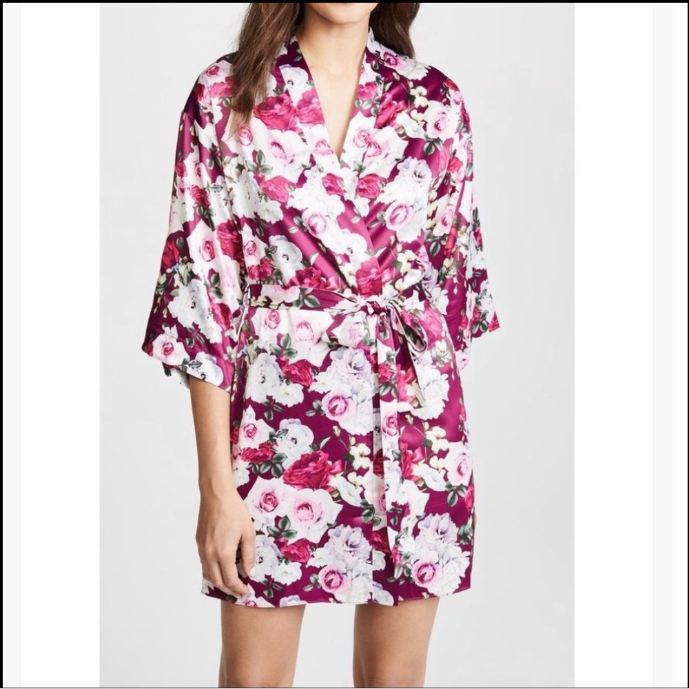 FLORA NIKROOZ | Alejandra Floral Satin Charmeuse Robe